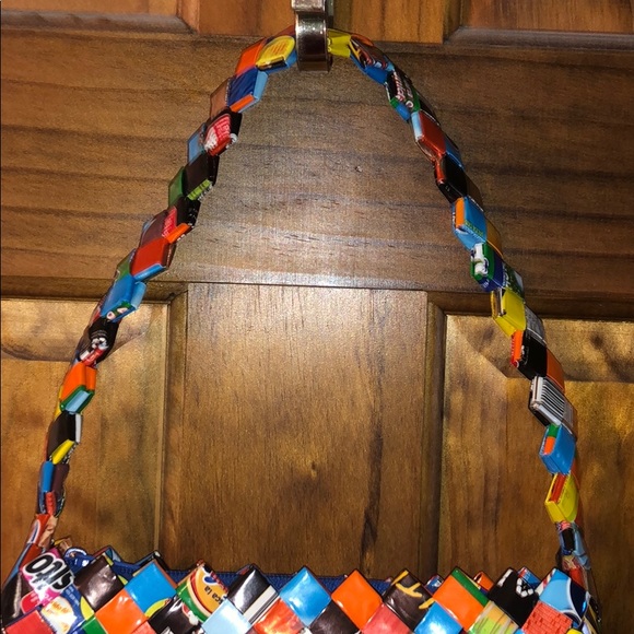 Candy wrapper blue and multi colored small purse - Picture 3 of 8